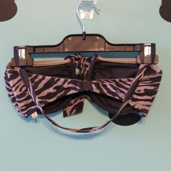 Seafolly Bikini Bandeau Halter Brown Animal Print Underwire 6DD - Picture 3 of 5